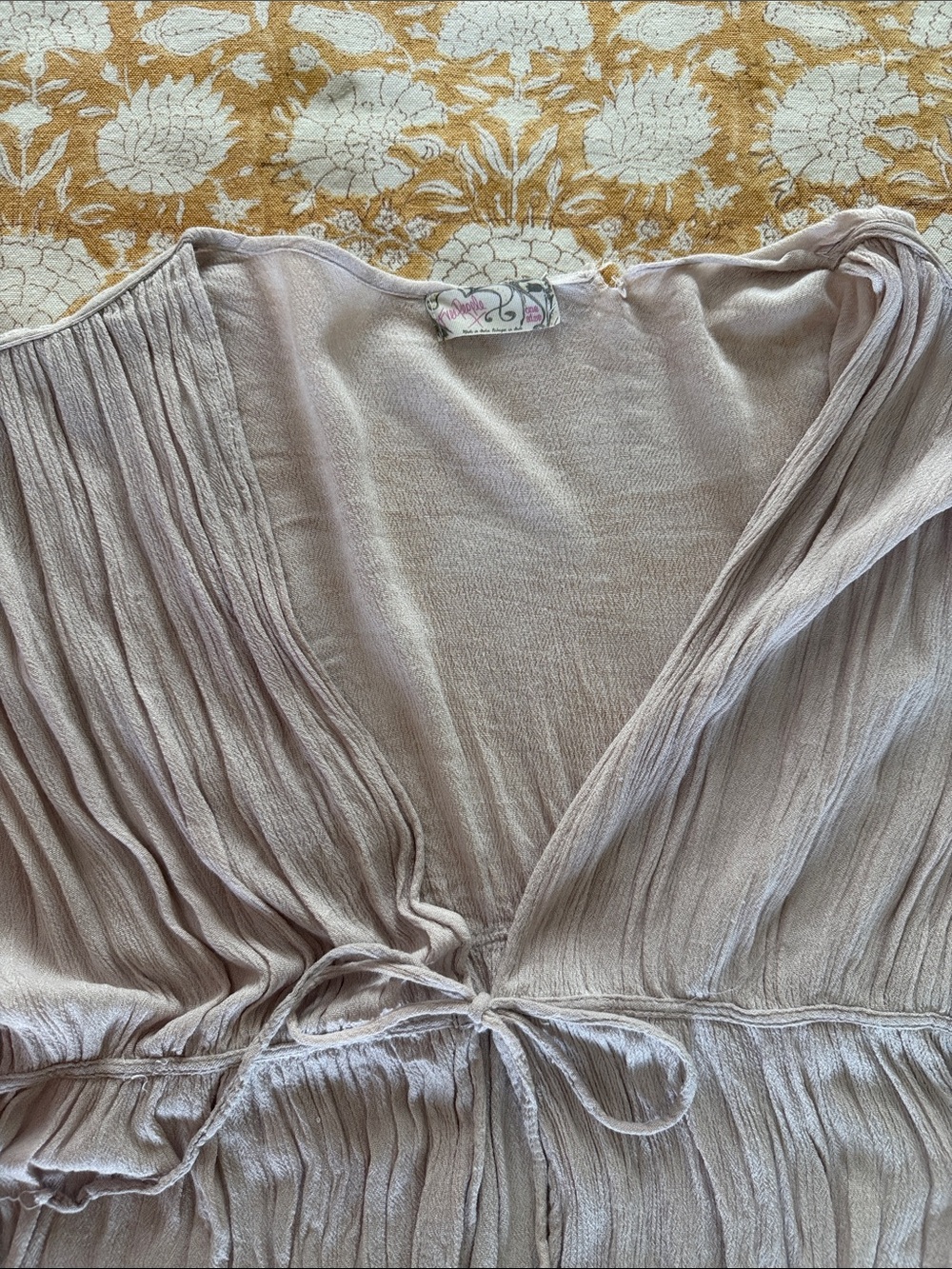Free People O/S fits 4-16 lavender Crinkled sweater tie front boho peasant - Picture 5 of 8